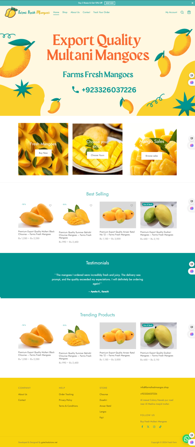 Development For Fruit Ecommerce Store – Farms Fresh Mangoes